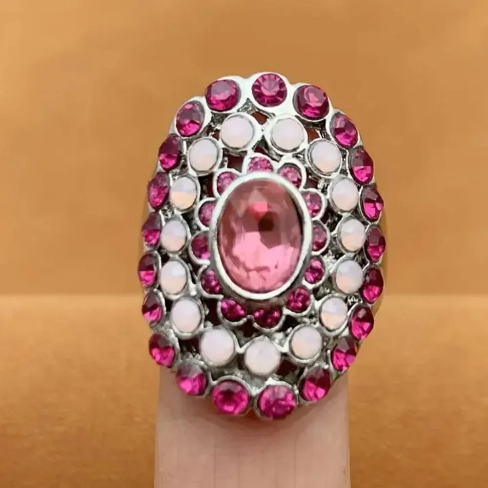 925 Vintage handcrafted alloy Retro Gemstone jeweled ring sz 7